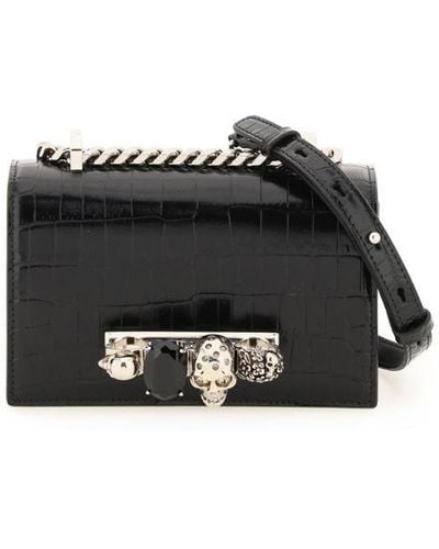 Alexander McQueen Jewelled Satchel Mini Bag - Black