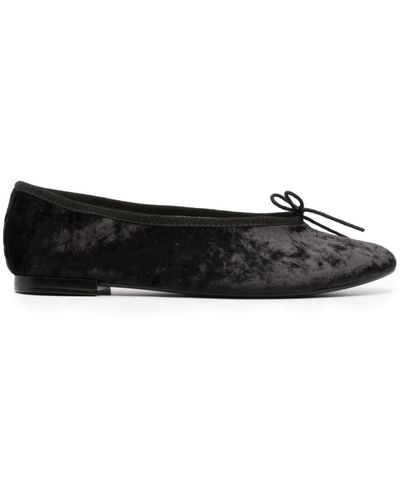 Repetto Crushed Velvet Ballerina Shoes - Black