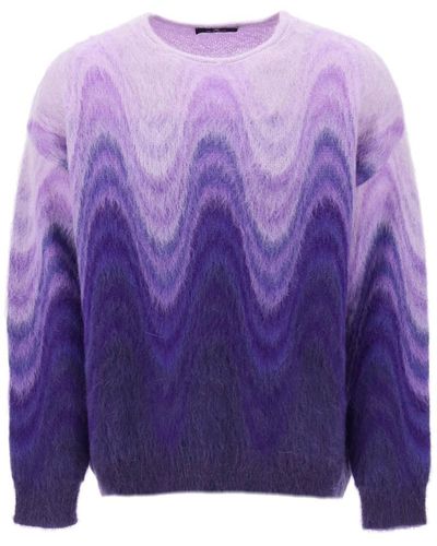 Etro Sweater In Gradient Brushed Mohair Wool - Purple