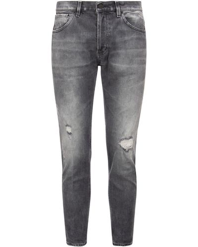 Dondup Brighton - Carrot Fit Jeans With Rips - Gray