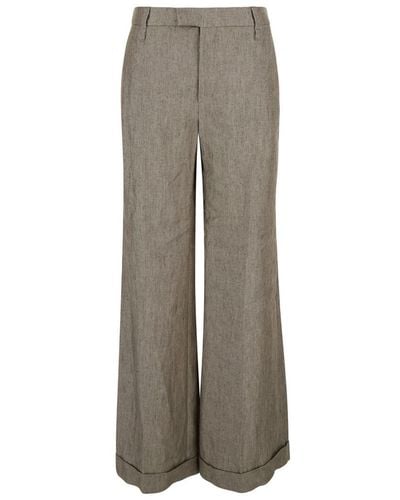 Brunello Cucinelli Taupe High Waisted Wide Leg Trousers - Grey