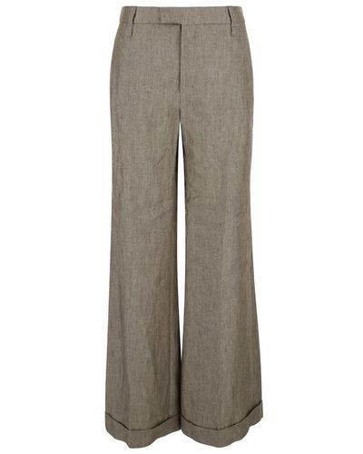 Brunello Cucinelli Taupe High Waisted Wide Leg Pants - Gray