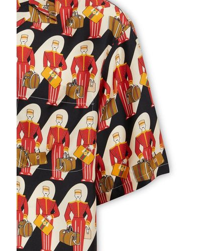 Gucci Graphic-print Satin-finish Relaxed-fit Silk Shirt - Multicolour