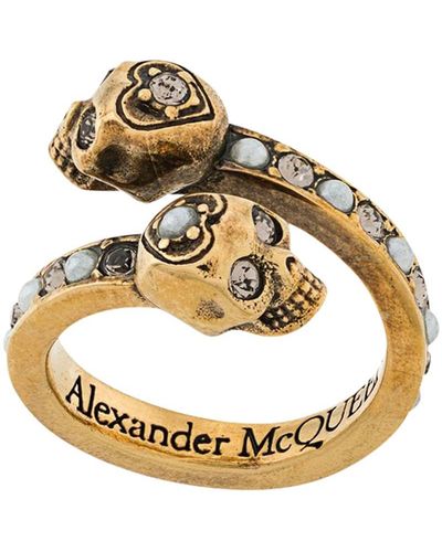 Alexander McQueen Jew.twin Skull Ring - Metallic