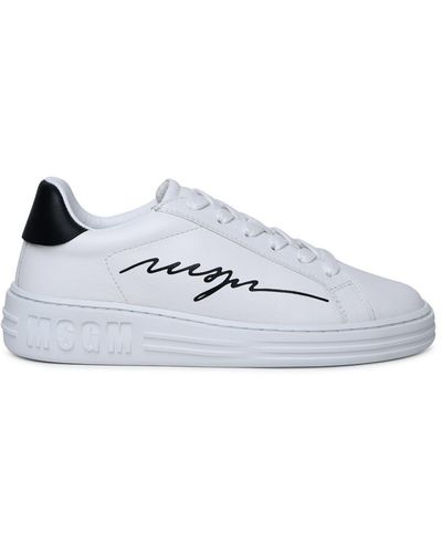 MSGM Leather Trainers - White