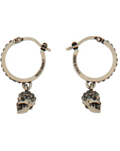 Alexander McQueen Skull Hoop Earrings - Metallic