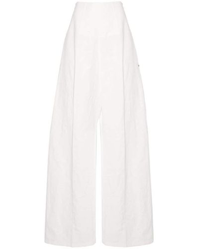 Sportmax Linen And Cotton Blend Trousers - White