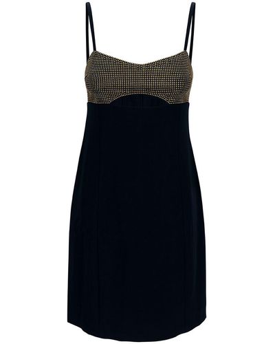 Michael Kors Mini Dress With Cut-Out And Rhinestones In - Black