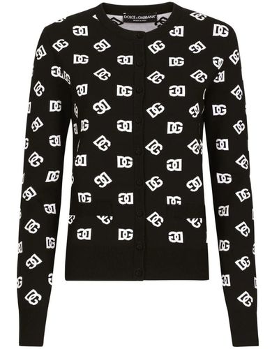 Dolce & Gabbana Cardigan With Dg Logo - Black