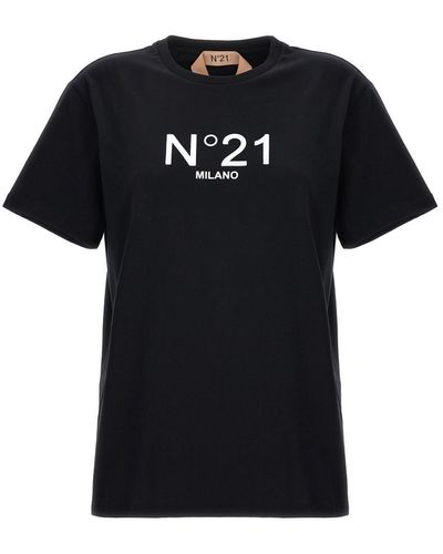 N°21 Flocked Logo T-shirt - Black