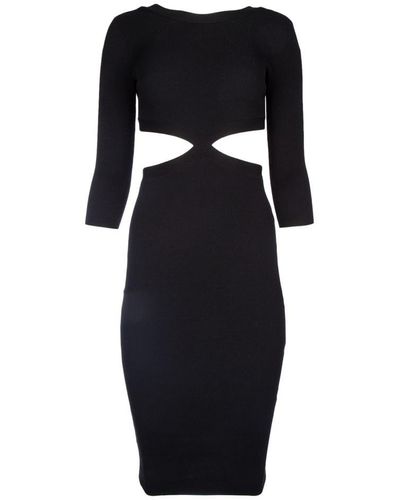 Elisabetta Franchi Cut-out Detailed Ribbed Midi Dress - Black