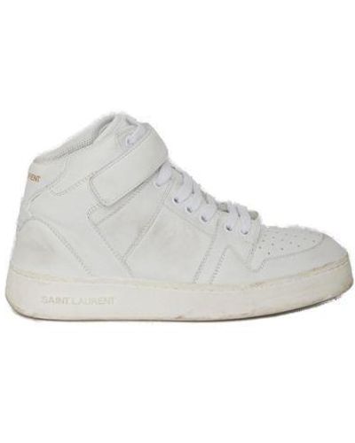 Saint Laurent Lace Up Canvas Sneakers - White