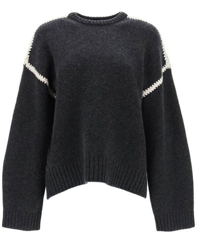 Totême Toteme Sweater With Contrast Embroideries - Black