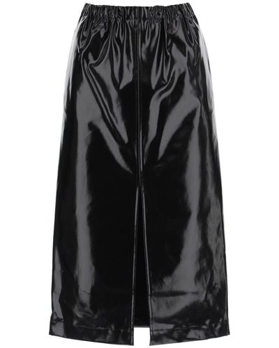 Maison Margiela Four-stitch Patent Leather Midi Skirt - Black