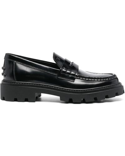 Tod's Leather Loafer Shoes - Black