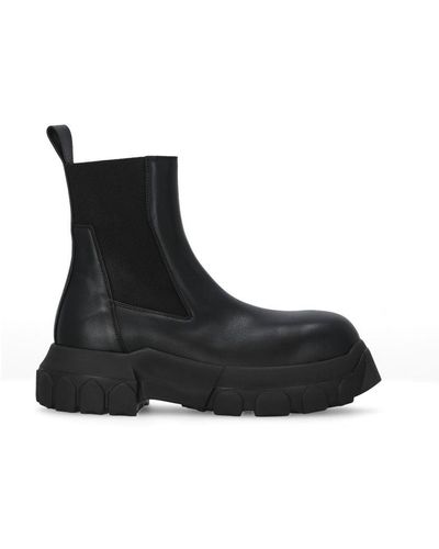 Rick Owens Leather Beatle Bozo Tractor Ankle Boots - Black