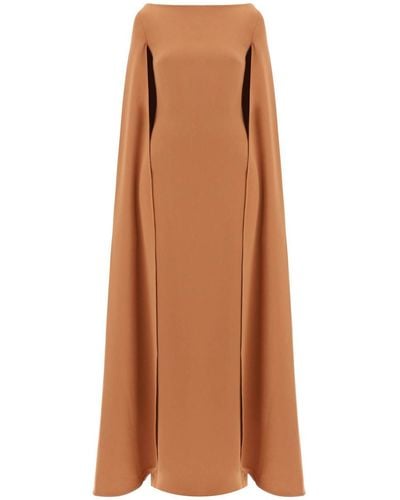 Solace London Maxi Dress Sadie With Cape Sleeves - Brown