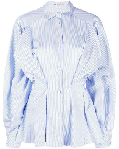 Palmer//Harding Gathered-waist Cotton Shirt - Blue