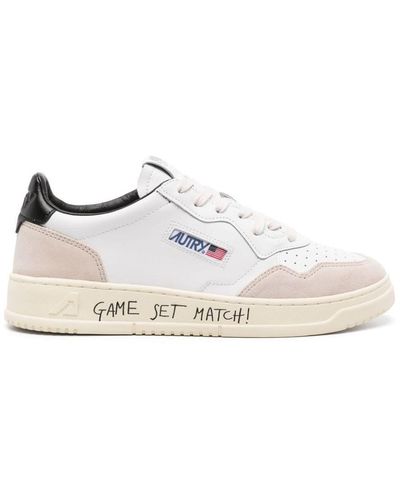 Autry Medalist Sneakers In White Calf Leather And Suede