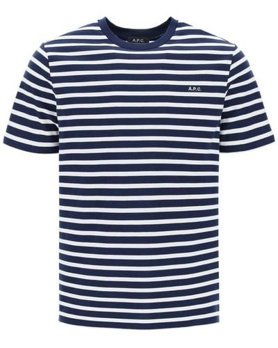 A.P.C. Emilien Striped T Shirt - Blue