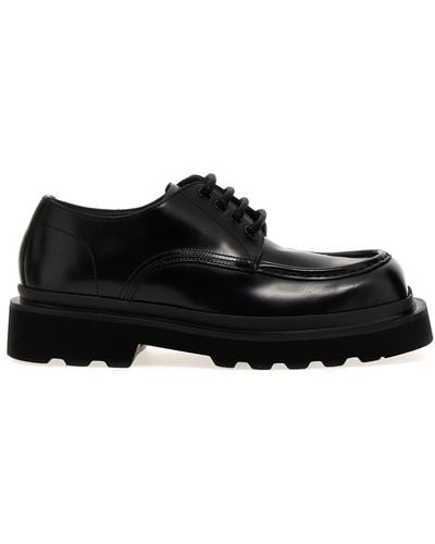 Dolce & Gabbana Brushed Leather Derby Lace Up Shoes - Black
