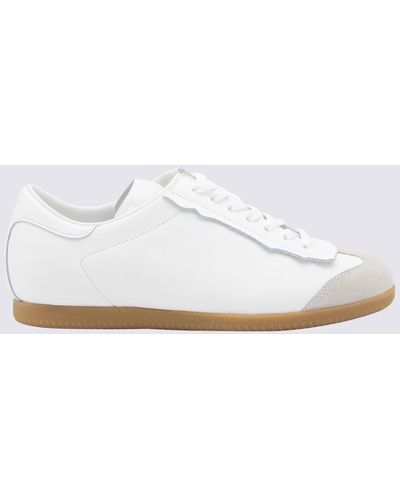 Maison Margiela White Leather And Suede Sneakers