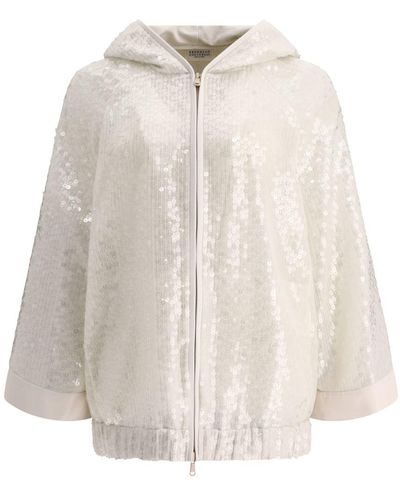 Brunello Cucinelli Dazzling Embroidery Hooded Sweater - Natural