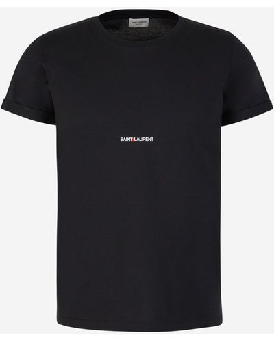 Saint Laurent Cotton Logo T-Shirt - Black