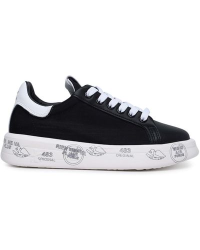 Premiata 'belle' Sneakers In Leather And Fabric - Black