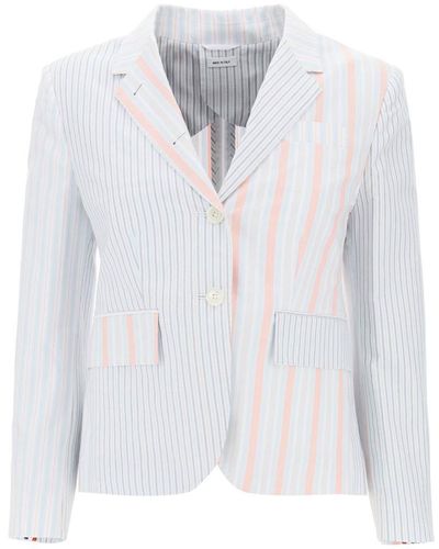 Thom Browne Funmix Striped Oxford Blazer - White
