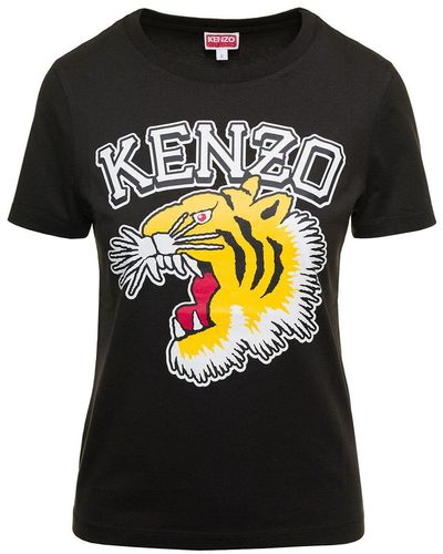 KENZO T-Shirt With Tiger Logo Print - Black