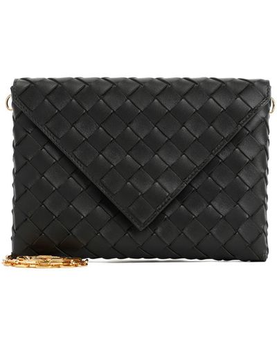 Bottega Veneta Origami Envelope Pouch On Chain Smallleathergoods - Black
