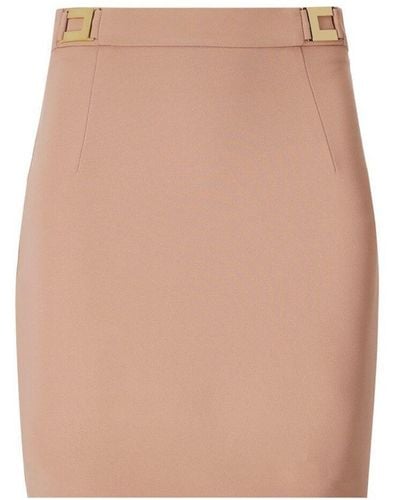 Elisabetta Franchi Nude Skirt With Logo - Natural