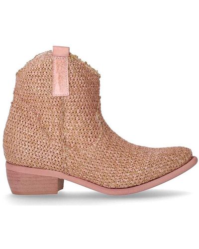 Zoe Yvonne Pink Texan Ankle Boot - Brown