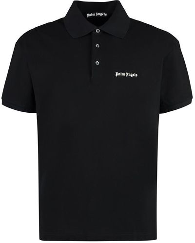 Palm Angels Embroidered Logo Cotton Polo Shirt - Black