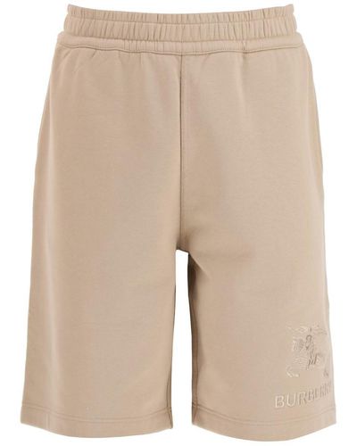 Burberry Taylor Sweatshorts With Embroidered Ekd - Natural