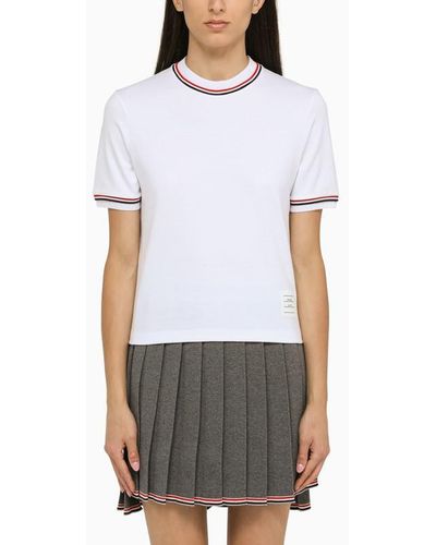Thom Browne White Crew Neck T Shirt With Patch