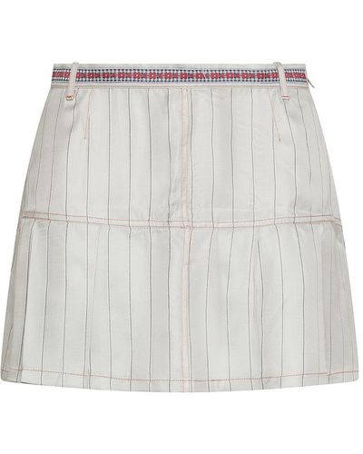 Cormio Chelsey Viscose Miniskirt With Colored Belt And Striped Pattern - White