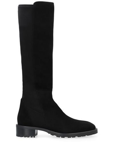 Stuart Weitzman 5050 Leather And Stretch Fabric Boots - Black