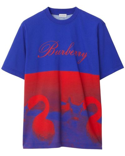 Burberry Swan Print T-shirt - Blue