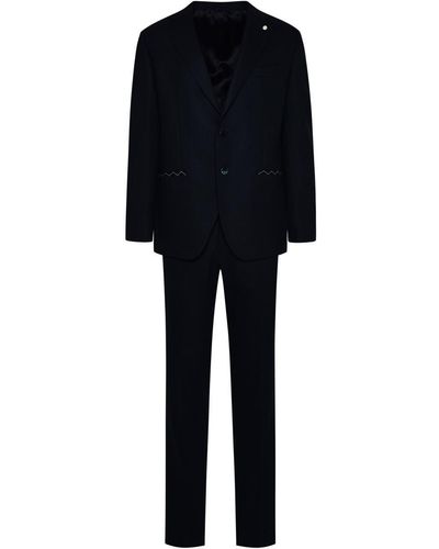 Luigi Bianchi Blue Wool Blend Suit - Black