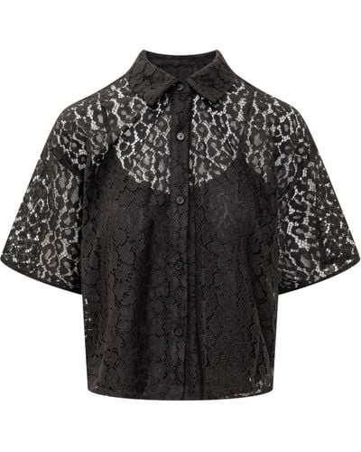 MICHAEL Michael Kors Michael Lace Crop Down Shirt - Black