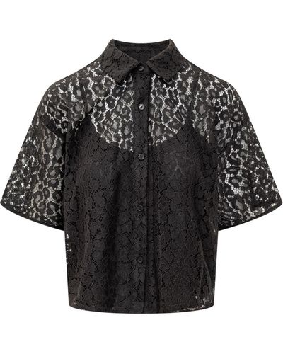Michael Kors Michael Lace Crop Down Shirt - Black