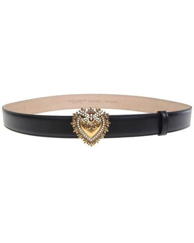 Dolce & Gabbana Devotion Leather Belt - White