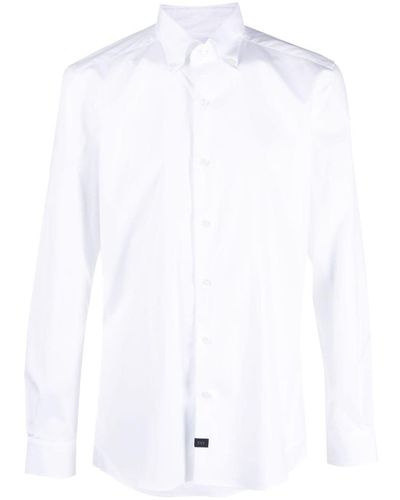 Fay New Button Down Stretch Poplin Shirt Clothing - White