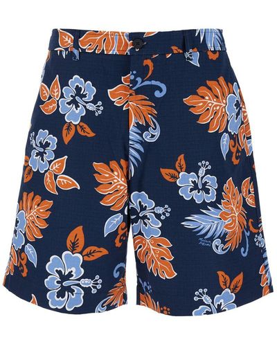 Maison Kitsuné Bermuda Shorts With Floral Print - Blue