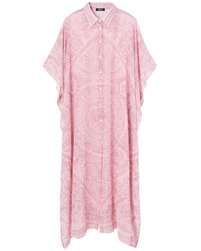Versace Barocco-print Chiffon Cover-up - Pink