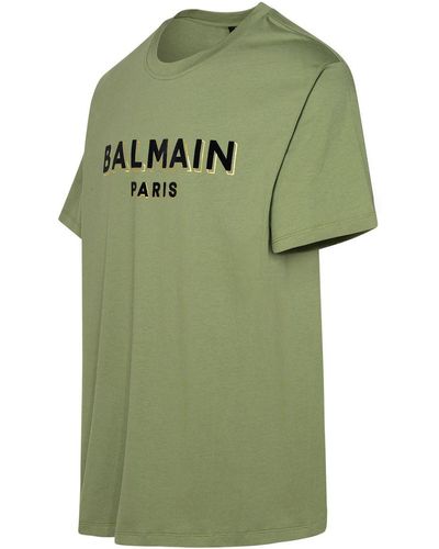 Balmain Flocked Logo T-shirt - Green