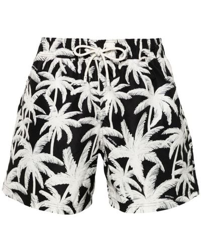 Palm Angels Allover Logo Swim Shorts - Black