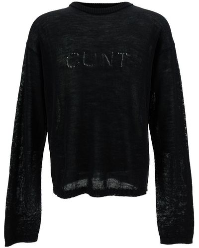 Rick Owens Long Sleeve Top With Cunt Writing - Black